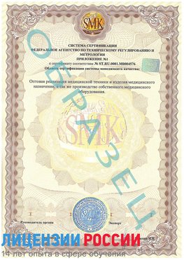 Образец сертификата соответствия (приложение) Ленинск Сертификат ISO 13485